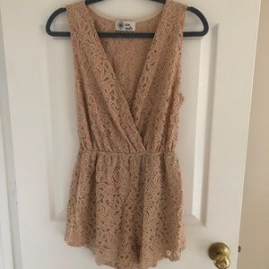 Tan lace romper